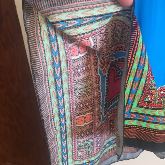 NWT boho graphic print heart blue -💯 cotton dress! Perfect heat wave dress! - Picture 8 of 13